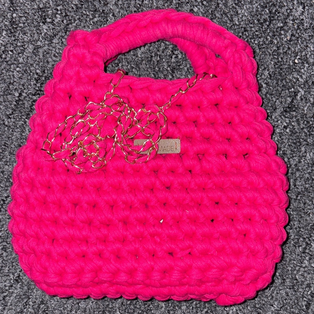Bright Pink Knit Handbag